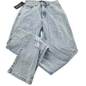 Nasty Gal Jeans Acid Wash Women's size 2 Distressed High Waist Tapered Leg Mom